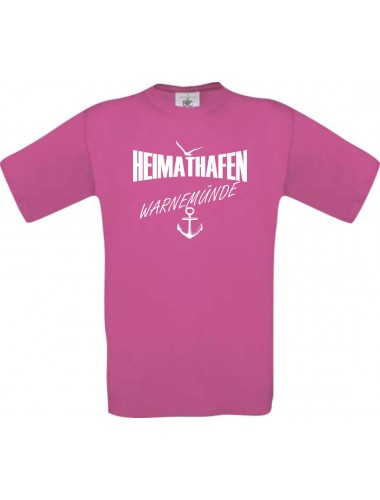 Kinder-Shirt Heimathafen Warnemünde kult, Farbe pink, Größe 104