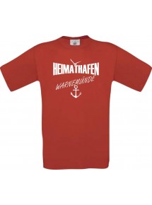 Kinder-Shirt Heimathafen Warnemünde kult, Farbe rot, Größe 104
