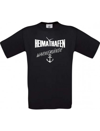 Kinder-Shirt Heimathafen Warnemünde kult, Farbe schwarz, Größe 104