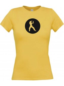 Lady Kampfsport Symbol Karate Fight Boxen kult, gelb, Größe L