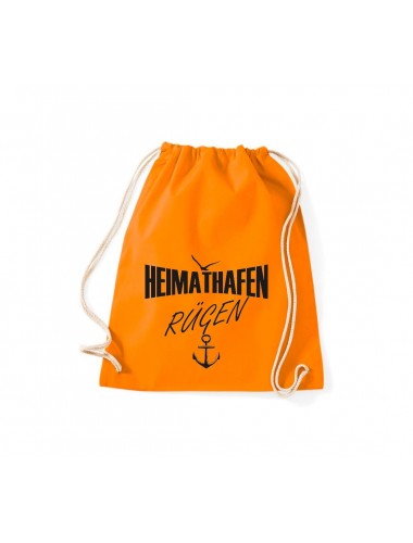 Turnbeutel Heimathafen Rügen, Farbe orange