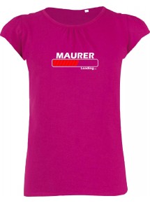 süßes Mädchenshirt Maurer Loading, Farbe pink, Größe 106/116