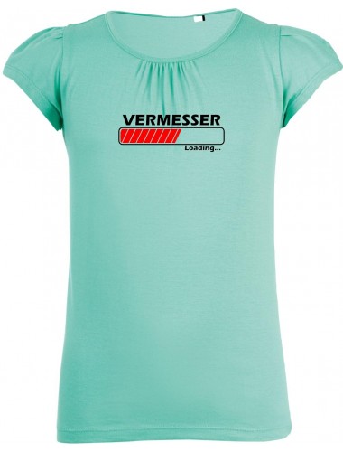 süßes Mädchenshirt Vermesser Loading, Farbe mint, Größe 106/116