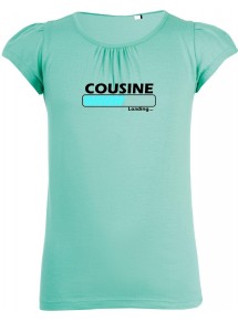 süßes Mädchenshirt Cousine Loading, Farbe mint, Größe 106/116