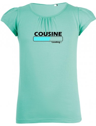 süßes Mädchenshirt Cousine Loading, Farbe mint, Größe 106/116