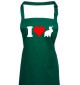 Kochschürze, Backen, Latzschürze, lustige Tiere I love Hase, Farbe bottlegreen