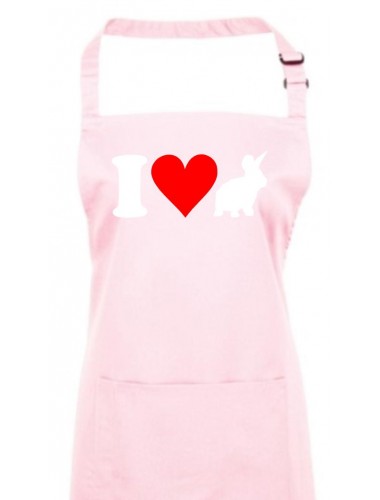 Kochschürze, Backen, Latzschürze, lustige Tiere I love Hase, Farbe pink