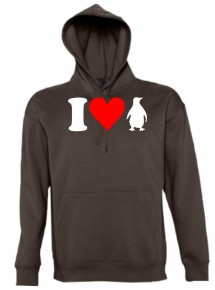 Kapuzen Sweatshirt I Love Pinguin Tiere Tiermotive NaturFUN kult, Größe XS-XXL