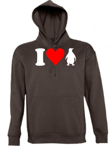 Kapuzen Sweatshirt I Love Pinguin Tiere Tiermotive NaturFUN kult, Größe XS-XXL