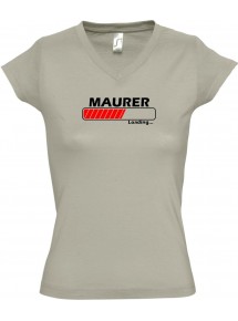 TOP sportlisches Ladyshirt mit V-Ausschnitt Maurer Loading, Farbe khaki, Größe L