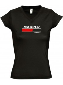 TOP sportlisches Ladyshirt mit V-Ausschnitt Maurer Loading, Farbe schwarz, Größe L