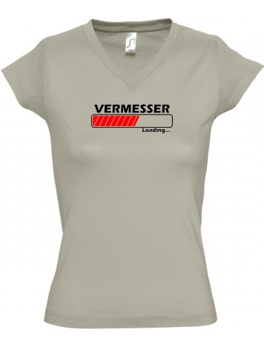 TOP sportlisches Ladyshirt mit V-Ausschnitt Vermesser Loading, Farbe khaki, Größe L
