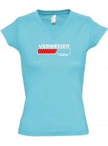 TOP sportlisches Ladyshirt mit V-Ausschnitt Vermesser Loading, Farbe tuerkis, Größe L