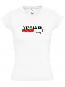 TOP sportlisches Ladyshirt mit V-Ausschnitt Vermesser Loading, Farbe weiss, Größe L