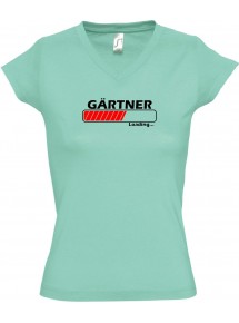 TOP sportlisches Ladyshirt mit V-Ausschnitt Gärtner Loading, Farbe mint, Größe L