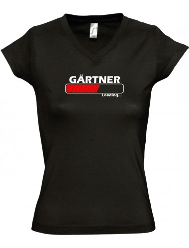 TOP sportlisches Ladyshirt mit V-Ausschnitt Gärtner Loading, Farbe schwarz, Größe L