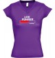 TOP sportlisches Ladyshirt mit V-Ausschnitt Lokführer Loading, Farbe lila, Größe L