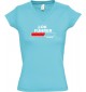 TOP sportlisches Ladyshirt mit V-Ausschnitt Lokführer Loading, Farbe tuerkis, Größe L