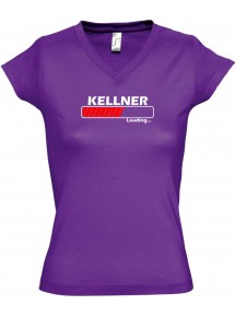 TOP sportlisches Ladyshirt mit V-Ausschnitt Kellner Loading, Farbe lila, Größe L