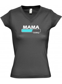 TOP sportlisches Ladyshirt mit V-Ausschnitt Mama Loading, Farbe grau, Größe L