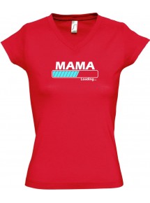 TOP sportlisches Ladyshirt mit V-Ausschnitt Mama Loading, Farbe rot, Größe L