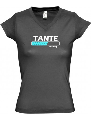 TOP sportlisches Ladyshirt mit V-Ausschnitt Tante Loading, Farbe grau, Größe L