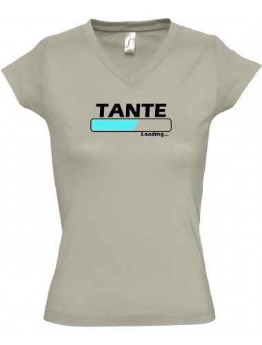 TOP sportlisches Ladyshirt mit V-Ausschnitt Tante Loading, Farbe khaki, Größe L