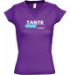 TOP sportlisches Ladyshirt mit V-Ausschnitt Tante Loading, Farbe lila, Größe L