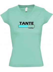 TOP sportlisches Ladyshirt mit V-Ausschnitt Tante Loading, Farbe mint, Größe L