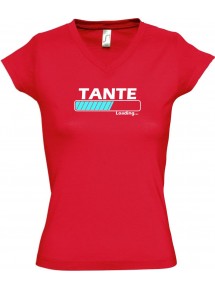 TOP sportlisches Ladyshirt mit V-Ausschnitt Tante Loading, Farbe rot, Größe L