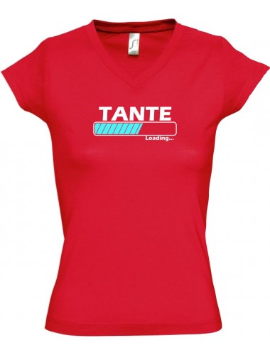 TOP sportlisches Ladyshirt mit V-Ausschnitt Tante Loading, Farbe rot, Größe L