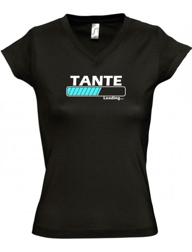 TOP sportlisches Ladyshirt mit V-Ausschnitt Tante Loading, Farbe schwarz, Größe L