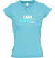 TOP sportlisches Ladyshirt mit V-Ausschnitt Oma Loading, Farbe tuerkis, Größe L