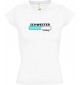 TOP sportlisches Ladyshirt mit V-Ausschnitt Schwester Loading, Farbe weiss, Größe L
