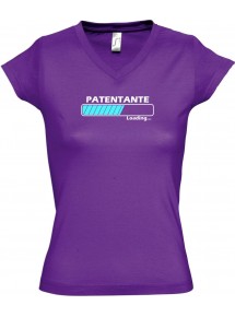 TOP sportlisches Ladyshirt mit V-Ausschnitt Patentante Loading, Farbe lila, Größe L