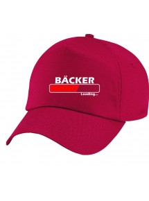 Original 5-Panel Basecap , Bäcker Loading, Farbe rot