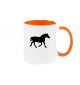 Kaffeepott beidseitig mit Motiv bedruckt Tiere Pferd, Farbe orange