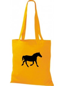 Stoffbeutel lustige Tiermotive, Pferd, Pony Kult Baumwolltasche Farbe goldgelb