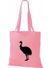 Stoffbeutel lustige Tiermotive, Vogel, Strauss Kult Baumwolltasche Farbe rosa