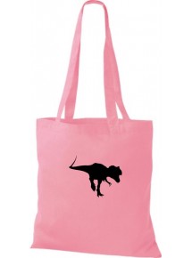 Stoffbeutel lustige Tiermotive, Dino Dinosaurier Kult Baumwolltasche Farbe rosa