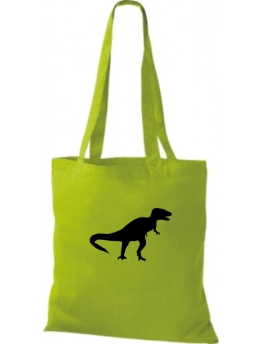 Stoffbeutel lustige Tiermotive, Dino Dinosaurier Kult Baumwolltasche Farbe lime
