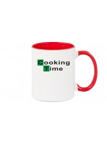 Kaffeepott beidseitig mit Motiv bedruckt Cooking Time, Farbe rot