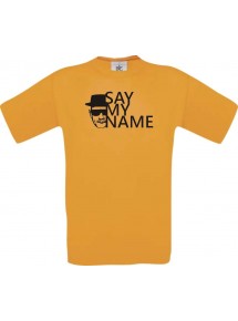 Unisex T- Shirt BREAKING BAD HEISENBERG White Say My Name, orange, Größe L