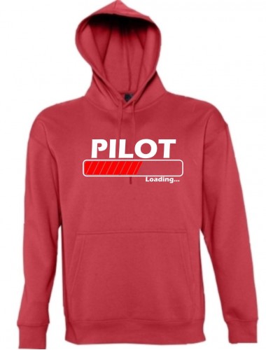 Kapuzen Sweatshirt  Pilot Loading, rot, Größe L