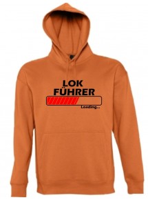 Kapuzen Sweatshirt  Lokführer Loading, orange, Größe L