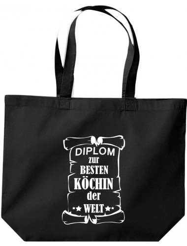 große Einkaufstasche, Diplom zur besten Köchin der Welt, Farbe schwarz