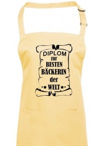 Kochschürze,  Diplom zur besten Bäckerin der Welt, Farbe lemon