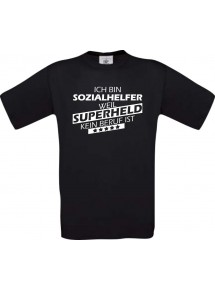TOP Männer-Shirt Ich bin Sozialhelfer, weil Superheld kein Beruf ist, schwarz, Größe L