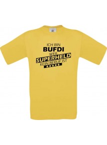 TOP Männer-Shirt Ich bin BUFDI, weil Superheld kein Beruf ist, gelb, Größe L