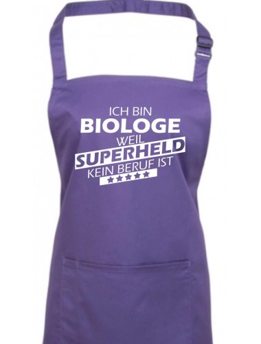 Kochschürze, Ich bin Biologe, weil Superheld kein Beruf ist, Farbe purple